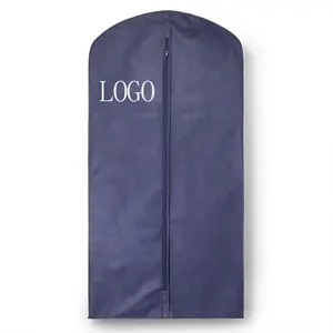 Non woven garment bag for hang up large capacity dress clothing suit cover bag with custom zipper logo