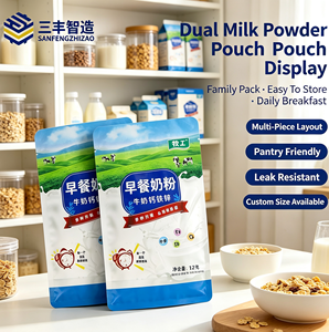 Sachet souple personnalisé bleu et blanc pour poudre de lait, calcium, fer, zinc, produits laitiers, emballage souple pour petit-déjeuner - Product Image 2