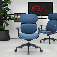 Silla de Oficina Ergonómica Moderna y Minimalista con Respaldo Dividido de Lino, Reposabrazos Ajustables y Reposacabezas Flotante para Uso en Hoteles y Hogares