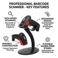 Escáner de Código de Barras USB Portátil, Lector de Códigos QR 1D, CMOS, 300 Escaneos/Segundo, Conexión por Cable, Plug and Play, para Supermercados y Comercios Minoristas, en Stock