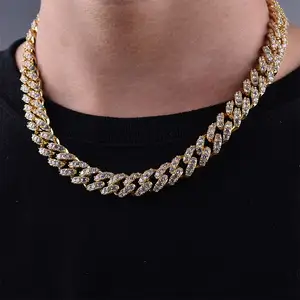 Rantai Desain Baru Bling 2022 Hip Hop Es Keluar CZ 10K 14K Berlapis Emas 3Mm 4Mm 6Mm 20Mm Rantai Tautan Kuba untuk Pria