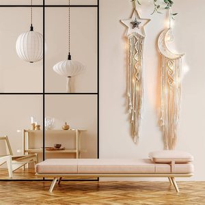 <span class=keywords><strong>Attrape</strong></span>-rêve en macramé tissé de haute qualité, lune, étoile, <span class=keywords><strong>cercle</strong></span>, hibou, tapisserie murale suspendue - Product Image 2