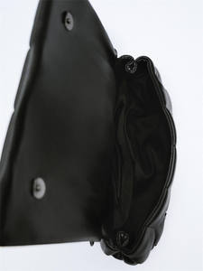 <span class=keywords><strong>Borsa</strong></span> a tracolla da donna con filo trapuntato borsetta rocciosa di grande capacità <span class=keywords><strong>nera</strong></span> morbida imbottita con patta in pelle sintetica catenina a tracolla <span class=keywords><strong>borsa</strong></span> a tracolla - Product Image 5