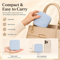 Nouvelle Pochette à Rouge à Lèvres Tendance, Mini Trousse de Maquillage Portable avec Miroir Intégré, Étui de Rangement Exquis en Forme de Losange pour Rouge à Lèvres