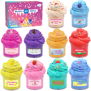 Alta calidad respetuoso con el medio ambiente DIY arcilla limo plastilina mantequilla colorida aceite esponjoso claro cajas de cristal loco 10 colores personalizables - Product Image 1