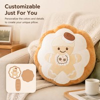 Coussin en peluche personnalisé brodé en forme de bonhomme en pain d'épices pour la décoration de Noël, vente en gros