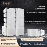 Enceintes Line Array Professionnelles RGG Blanches à Trois Voies Double 10 Pouces 220V/110V Fabriquées en Chine pour Salles de Mariage et Auditoriums