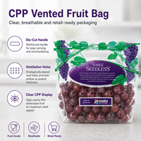 Sacs à poignée ventilés pour fruits, personnalisés par le fabricant, en CPP recyclable, de qualité alimentaire, pour emballage de raisins