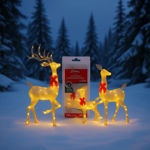 Thomast Inflatable Deer <b>Christmas</b> <b>Lights</b> Yellow Led Plastic Battery Powered Manual Control Decorations For Holiday - Product Image 2