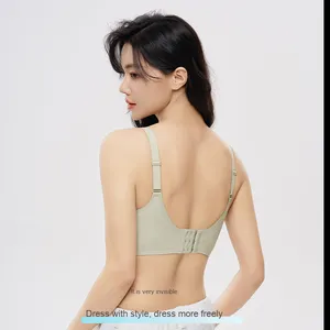บราไร้โครงถักคุณภาพสูง ดีไซน์ทันสมัย ช่วยยกกระชับหน้าอกเล็ก ป้องกันการหย่อนคล้อย ไร้ตะเข็บ แบบเรียบ พร้อมสายปรับได้และตะขอแบบบาง - Product Image 2