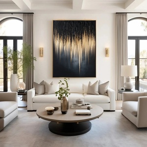 Décoration murale contemporaine de grande taille en or noir, art mural moderne personnalisé, art mural statement pour la maison et la galerie - Product Image 2