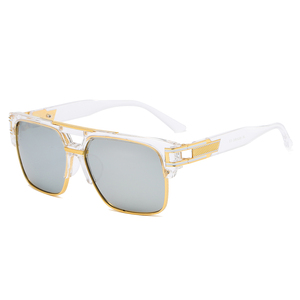 Lunettes de soleil Double pont italie, grandes lunettes de soleil femme et homme, monture transparente en métal argenté, miroir UV400, à la mode, nouvelle collection 2021 - Product Image 5