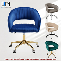 Chaise de bureau ergonomique pivotante DM avec revêtement en velours et finition de base personnalisée pour le bureau à domicile