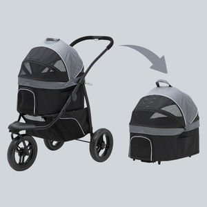 Cochecito para mascotas 3 en 1, sin cremallera, para perros y gatos, cochecito para correr, 3 ruedas con carro para perros desmontable para mascotas, color negro - Product Image 4