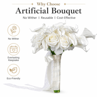 Eleganter Elfenbeinfarbener Künstlicher Rosen- und Calla-Lilien-Tropfenstrauß mit Spitze und Satinband für Hochzeitszeremonie, Foto-Requisiten und Hochzeitsdekoration
