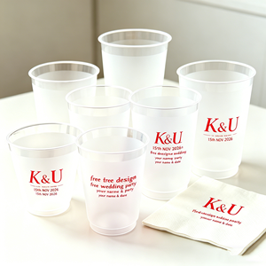 Vasos de Plástico Transparentes de 350 ml y 300 ml con Diseños Personalizados Negros de 12 oz para Bodas, Vasos de Plástico Personalizados al por Mayor para Bodas, Vasos de Plástico para Bar de Bodas - Product Image 1