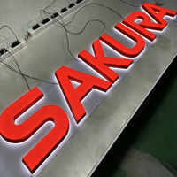Lettres en relief 3D personnalisées en LED, lettres en métal illuminées dorées avec logo couronne pour l'image de marque de la devanture de magasin