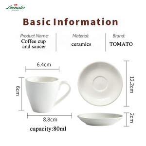 Set di <span class=keywords><strong>Tazze</strong></span> e Piattini in <span class=keywords><strong>Ceramica</strong></span> Colorata Personalizzata per Cappuccino, Caffè, Tè ed Espresso per Hotel e Uffici - Product Image 4