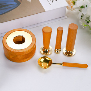 Ensemble de tampons à cire d'étanchéité en bois avec cuillère en cuivre et tampons pour fournitures d'artisanat - Product Image 5