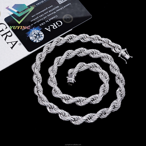9mm Diamond <b>rope</b> <b>chain</b> necklace VVS moissanite diamond GRA certificate Pass diamond tester Gold plated 925 sterling sliver Gift - Product Image 3