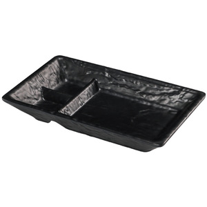Double Compartment Snack Plate Black Melamine Serving <b>Tray</b> For Hotel Coffee <b>Tea</b> Commercial Use - Product Image 3