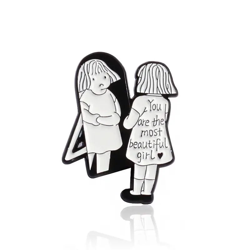 Broche personalizado Pin Cat and I Read Books and Play Together Cartoon Enemel Pins See Their Own Flesh Fashion in the Mirror Lapel Pin