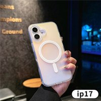 Coque de luxe antichoc à design dégradé pour 17 Pro Max avec support de téléphone, coque magnétique colorée effet caméléon