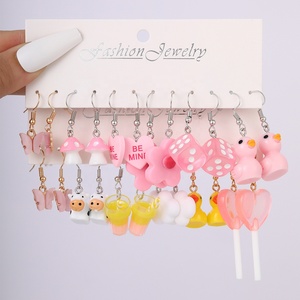 Moda simpatico cartone animato frutta a forma di animale colorato in acrilico orecchini creativi latte tè gelato con ciondolo orecchini da donna gioielli - Product Image 6