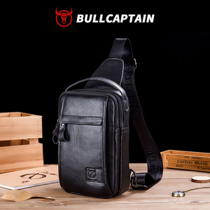 Bolso Bandolera de Cuero Genuino BULLCAPTAIN para Hombre, Bolso de Hombro de Moda, Bolso Cruzado Vintage para Viaje - Product Image 1