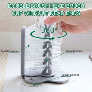 Brosse de nettoyage électrique en microfibre et nylon blanc, écologique, pour tasses et bouteilles, avec fixation murale à ventouse, pour cuisine et maison - Product Image 4