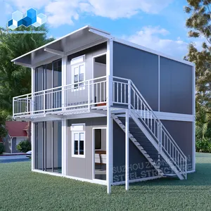 Módulo 2 piso prefabricadas casas flotantes ligero prefabricada de acero de estructura de metal Marco de contenedor de envío de construcción de la casa para fiji