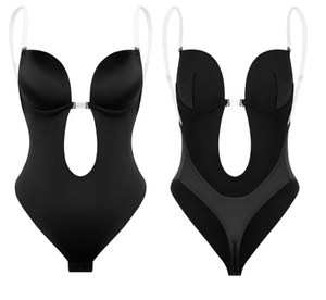 Body lingerie pour femmes grandes tailles, string nude, soutien-gorge dos nu à bonnets ouverts, bustier rembourré sans manches - Product Image 2