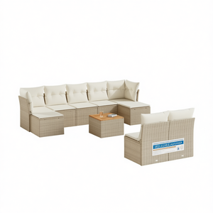 Conjunto de Sofás de Jardín de Ratán Beige, 6 Plazas, Muebles de Exterior Resistentes a la Intemperie, Diseño Contemporáneo - Product Image 1