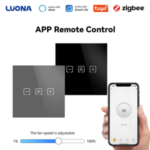 Interrupteur intelligent WiFi/Zigbee pour ventilateur, réglage progressif <span class=keywords><strong>de</strong></span> <span class=keywords><strong>la</strong></span> vitesse, contrôle vocal/application/tactile 3 voies, compatible Alexa et Google Assistant - Product Image 1