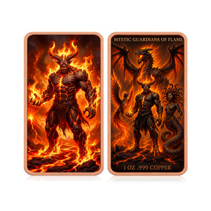 Barres de cuivre de 1 once .999 personnalisées représentant des créatures mythiques de feu, pour collectionneurs - Product Image 2