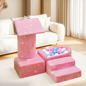 Canapé de jeu d'intérieur avec balles en mousse, ensemble de jeu souple pour tout-petits, forme de dessin animé unisexe, en éponge - Product Image 3