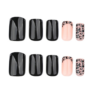 <span class=keywords><strong>Uñas</strong></span> Acrílicas <span class=keywords><strong>de</strong></span> Lujo al por Mayor, Estilo Francés, Estampado <span class=keywords><strong>de</strong></span> Leopardo Negro, <span class=keywords><strong>Cortas</strong></span>, 24 Piezas, Hechas a Máquina, Semi-Manuales - Product Image 5