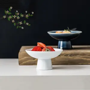 4/6 Inch Natural style black and white Ceramic Fruit Snack Plate Counter Top Fruit Tray Stand cake stand Household Decoration