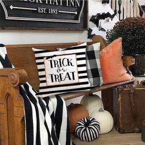 RABUSOFA Cojín Decorativo de Halloween de 18x18 Pulgadas, Funda de Cojín de Acuarela con Rayas Negras para Interior - Product Image 4