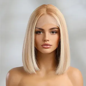 12 אינץ 'קצר ombre אפור בלונדינית bob wigs ישר 100% פאות שיער אדם עבור נשים שקופות תחרה חזיתית שקוף ספק