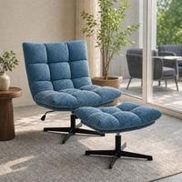 Fauteuil pivotant avec ottoman, design traditionnel en forme de L, surdimensionné, pour salon, fauteuil de lecture confortable à 360 degrés