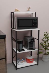 Organizador de Cocina, Soporte para Horno de Microondas, Resistente al Agua, Duradero, de Tablero de Aglomerado y Metal, Fácil de Instalar, Estante de Almacenamiento Portátil - Product Image 2