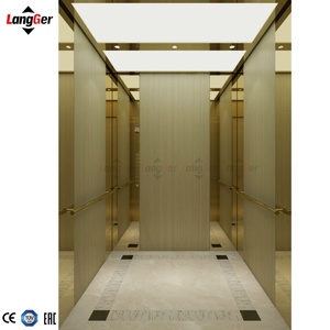 Ascensor de Pasajeros LangGer Factory Vvvf AC 630kg con Acabado Espejo Dorado, Puerta de Vidrio y Acero Inoxidable para Apartamentos y Casas - Product Image 3