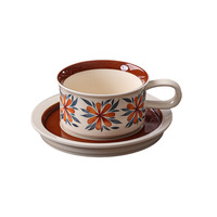 Ensemble tasse à thé et soucoupe en porcelaine florale classique avec cuillère tasse à café en céramique écologique de 350ml pour cadeaux