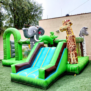 Castillo inflable comercial para fiestas infantiles al aire libre, casa de brinco inflable con temática de jungla, castillo inflable tipo safari. - Product Image 1