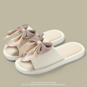 Nouvelle Collection 2025 – Chaussons en Lin à Nœud Papillon – Antidérapants d'Intérieur – Vente en Gros - Product Image 3
