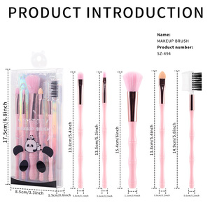 Venta caliente princesa Rosa pelo sintético cara maquillaje pinceles doble cabeza conjunto 10 Uds plano y ventilador para corrector delineador de ojos al por mayor - Product Image 2