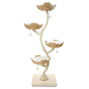 Arbres à chat de luxe modernes en bois et gratteur tour d'arbre à chat maison d'arbre d'escalade pour animaux de compagnie moderne pour les grands chats