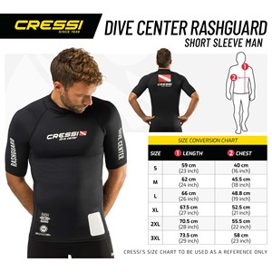 CRESSI Dive Center <b>Man</b> <b>RASH</b> <b>GUARD</b> SHORT/SL BLACK 3XL/7 (58) Swim Clothing - Product Image 5