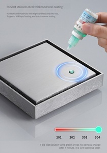 ตะแกรงระบายน้ำฝังพื้นทรงสี่เหลี่ยมขนาด 4 นิ้ว ทำจากทองเหลือง ป้องกันกลิ่น สำหรับห้องน้ำ โรงแรม - Product Image 6